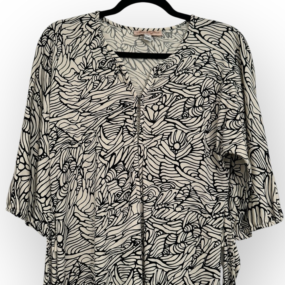 MARA HOFFMAN $340 Retail White/Black Silk Wrap Dress, Size Medium - Picture 12 of 16